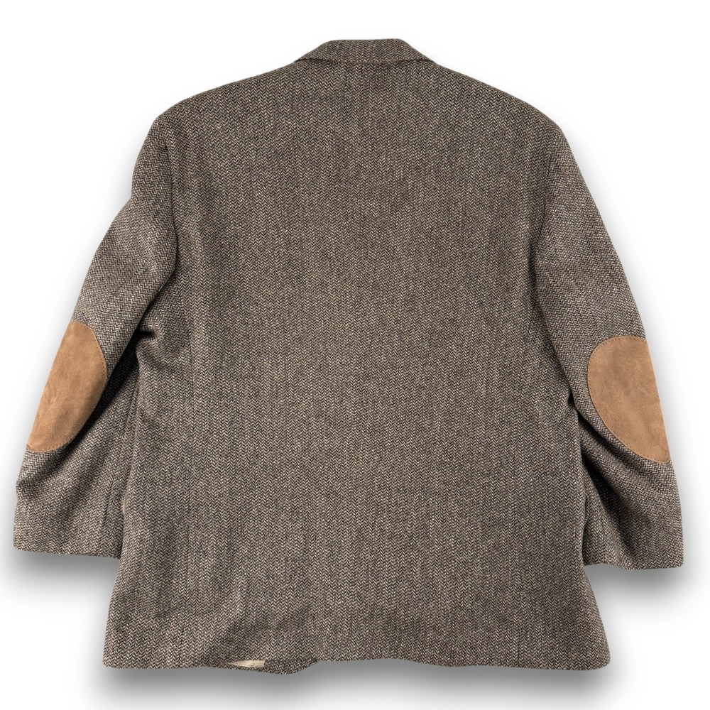 Stafford Blazer Jacket Men 42S Brown Herringbone Elbow Patch Wool Sport Coat USA - Picture 9 of 14